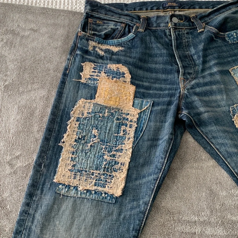 Polo by Ralph Lauren Men’s Blue Patchwork Straight Jeans - Picture 2 of 10